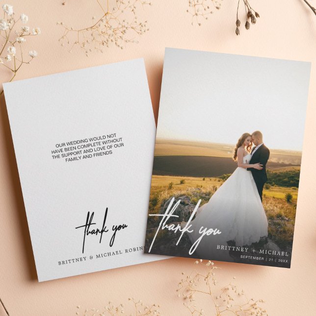 Handskrivet enkelt fototackkort tack kort (Skapare uppladdad)