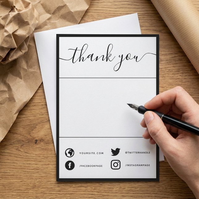 Handskrivet enkelt tack från social som du sätter  (Hand written simple social thank you insert card.)