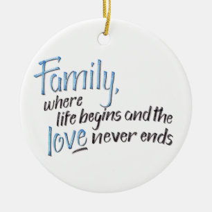 Handskrivet familjcitationstecken julgransprydnad keramik