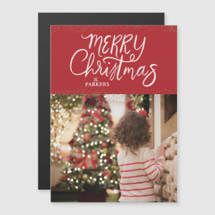 Handskrivet God jul Red Photo Card Magnetisk Inbjudningskort