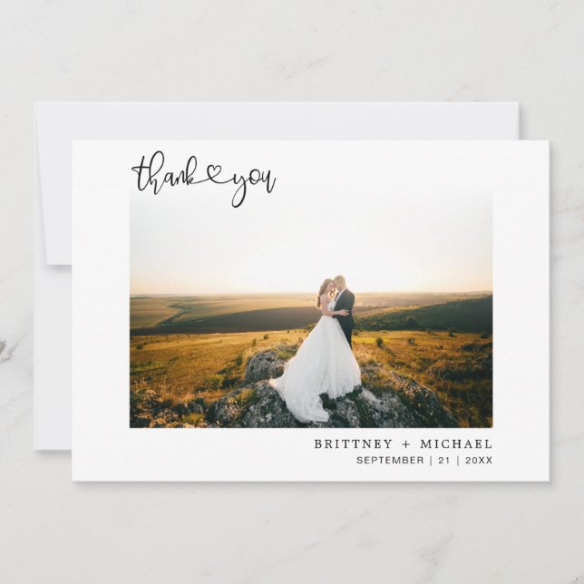 Handskrivet Heart Photo Kärlek och tack (Framsida)