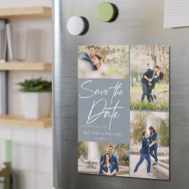 Handskrivet kollage Spara datum - blått