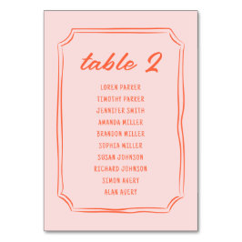 Handskrivet kort för Roligten Retro Bröllop sätet