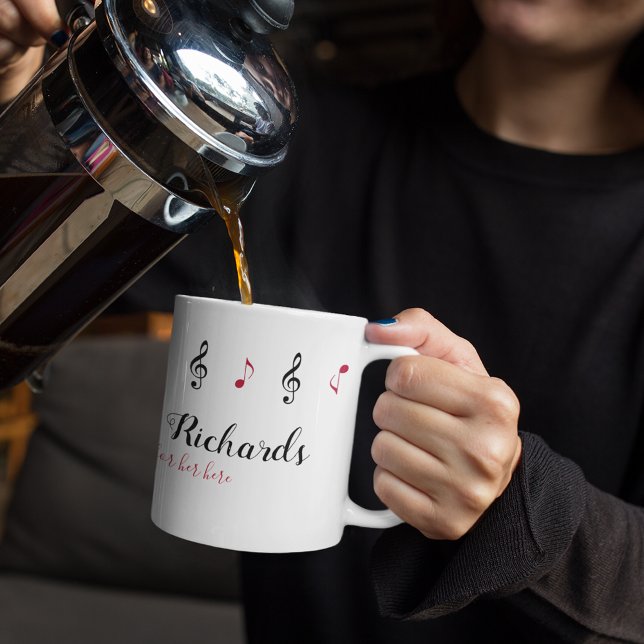 handskrivet meddelande namn + musik noter + anpass kaffemugg (Skapare uppladdad)