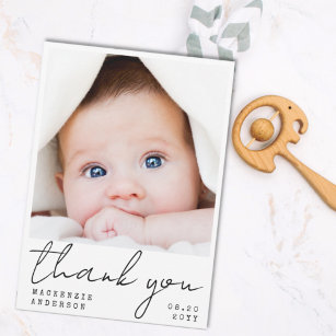 Handskrivet, minimalistiskt tackkort för Nyfödd be Tack Kort