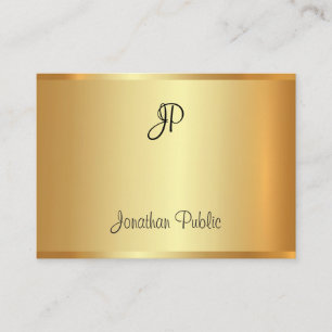 Handskrivet monogramskript för Guld Modern Elegant Visitkort
