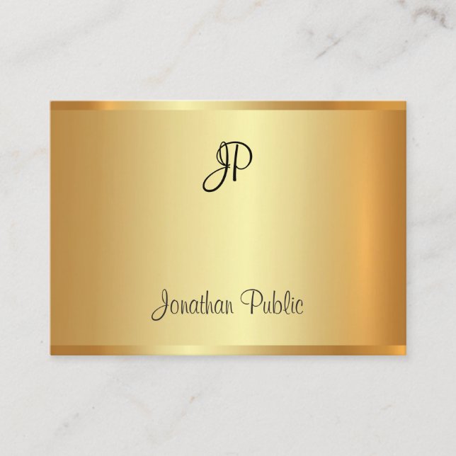 Handskrivet monogramskript för Guld Modern Elegant Visitkort (Framsida)