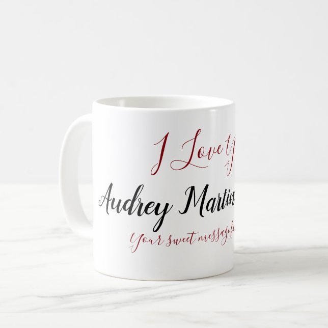 handskrivet namn, "I kärlek you" anpassningsbar me Kaffemugg (Framsida vänster)