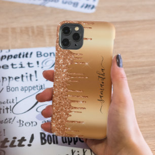 Handskrivet namn Terra Cotta jordnära glitterdropa