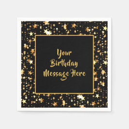 Handskrivet penselskript för svart Guld-stjärnor f Pappersservett