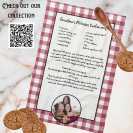 Handskrivet Recipe Keepsaké Burgundy Play Photo Kökshandduk