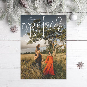 Handskrivet Rejoice-julfoto Julkort