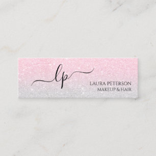 Handskrivet rosa guld- glitter skrivar calligraphy mini visitkort