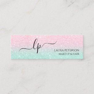 Handskrivet rosa guld- glitter skrivar calligraphy mini visitkort