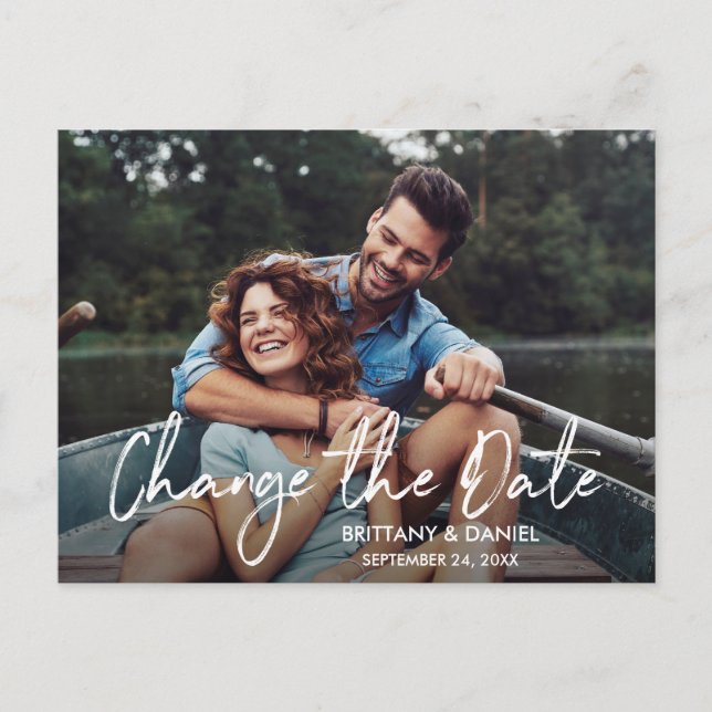 Handskrivet skript ändrar datum för nytt datum vykort (Framsida)