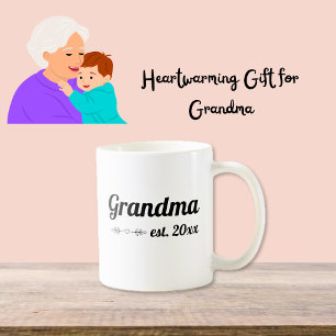 Handskrivet skript, etablerat gamma-år kaffemugg