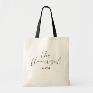 Handskrivet skript Flower Girl Tote Bag Tygkasse