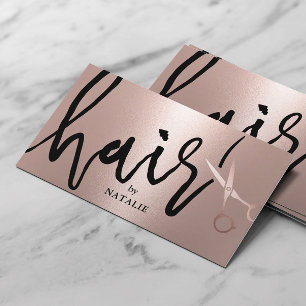 Handskrivet skript för Hair Salon Modern Ro Guld Visitkort
