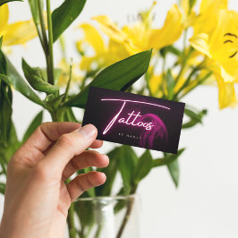 Handskrivet skript för Shock rosa Neon & Smoke Tat Visitkort