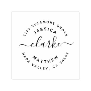 Handskrivet skript, Gift Par Adress Självfärgande Stämpel