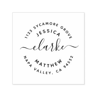 Handskrivet skript, Gift Par Adress Självfärgande Stämpel