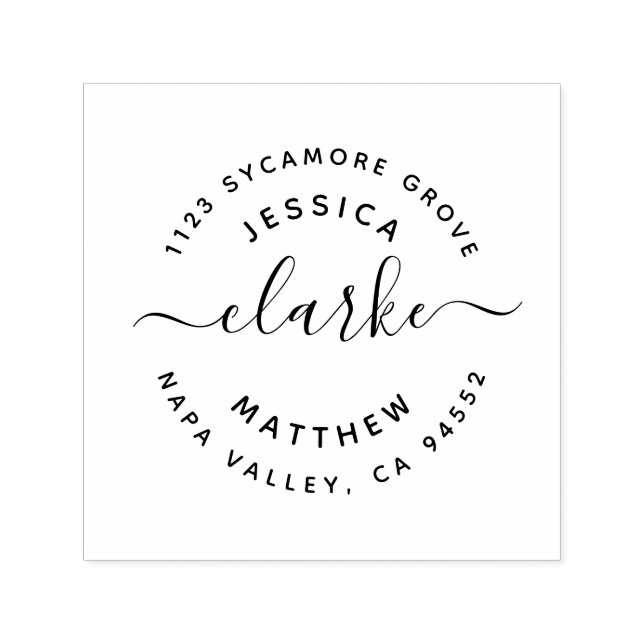 Handskrivet skript, Gift Par Adress Självfärgande Stämpel (Design)