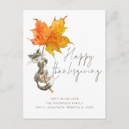 Handskrivet skript i Cute Cat Happy thanksgiving Vykort