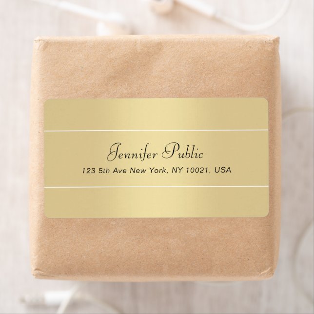 Handskrivet skript i elegant Modern Guld White Fraktsedel (Insitu)