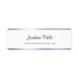 Handskrivet skript i modern Silver White-Chic enke Returadress Etikett