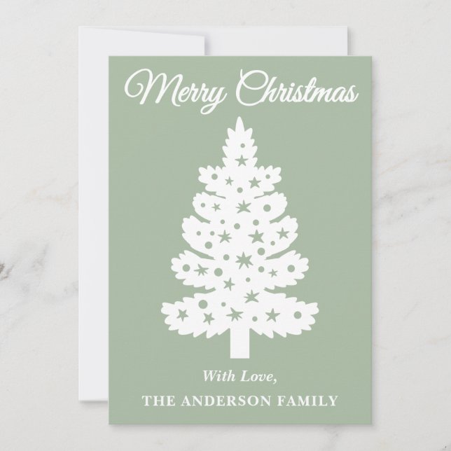 Handskrivet skript Julgran för Sage Grönt Julkort (Framsida)