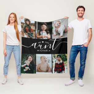 Handskrivet skript Kärlek You Moster (Namn) 6-foto Fleecefilt