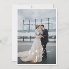 Handskrivet skript Lägg till ditt 2 foto-Bröllop Tack Kort