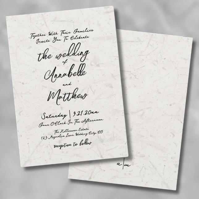 Handskrivet skript Natural Earthy Boho Bröllop Inbjudningar (Handwritten Script Natural Earthy Boho Wedding Invitation)