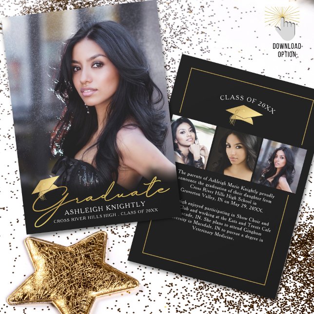 Handskrivet skript svart 4-foto i Guld Student Meddelande (Skapare uppladdad)