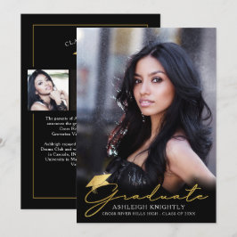 Handskrivet skript svart 4-foto i Guld Student Meddelande