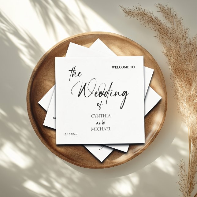 Handskrivet skript "Välkommen till Bröllop" Pappersservett (Skapare uppladdad)