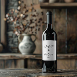 Handskrivet skript Whimsical White Personligt bröl Vinflaska Etikett