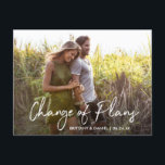 Handskrivet skriptändring av plan - foto vykort<br><div class="desc">Modern handskriven skrift av Trendiget Ändring av Bröllop-Bröllop-uppskjutning - nytt foto-vykort</div>