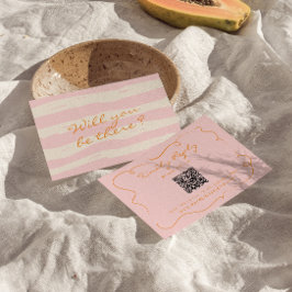 Handskrivet Streck QR-kod, färgstarkt Bröllop OSA Kort