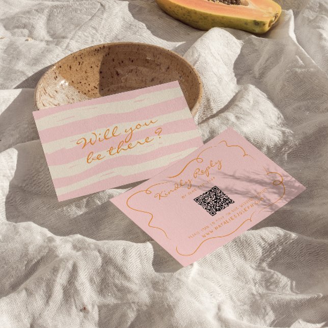 Handskrivet Streck QR-kod, färgstarkt Bröllop OSA Kort (Skapare uppladdad)