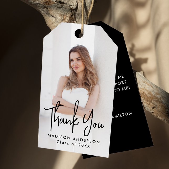 Handskrivet Svart skript Studenten Tack Presentetikett (Skapare uppladdad)