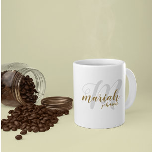 handskrivet teckensnitt i monogram - stil på vitt kaffemugg