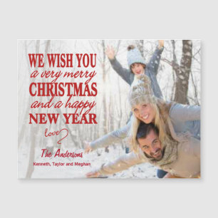Handskrivna God jul-Fullt-fotofoto-magnet