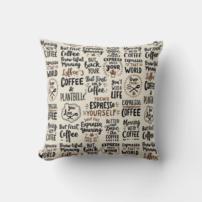 Handskrivna kafferesitat kudde (Framsida)