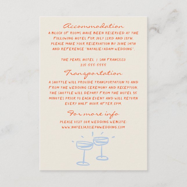 Handskrivna målade fantasifulla detaljer för bröll tilläggskort (Framsida)