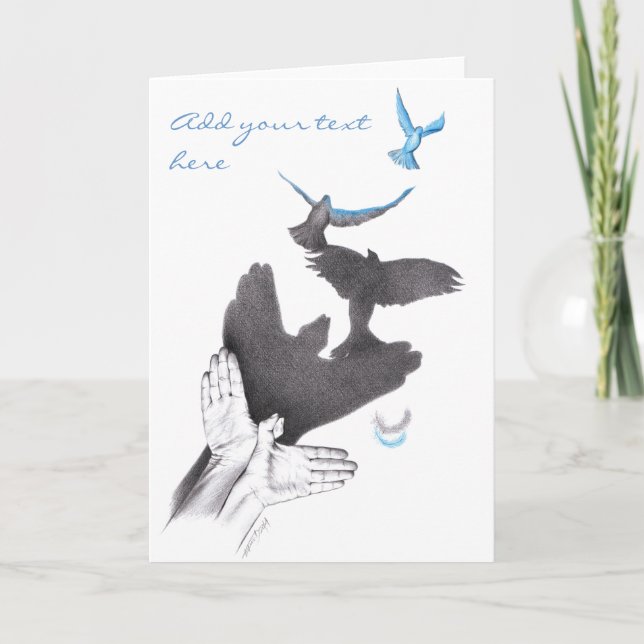 Handskuggande fåglar Illusion Surreal konst Kort (Framsida)
