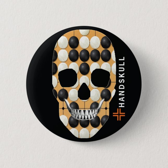 HANDSKULL Baduk,Lycklig skalle,Baduk flagga Knapp (Framsida)