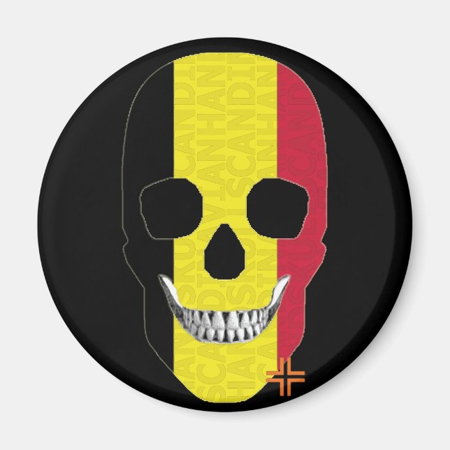 HANDSKULL Belgien runda magnet B2 (Framsidan)