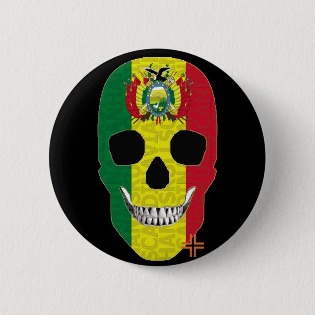 HANDSKULL Bolivia Round Badge Black B2 Knapp (Framsida)