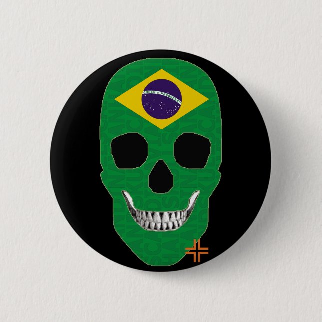 HANDSKULL Brasilien Rund bricka B2 Knapp (Framsida)